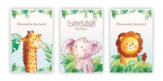 porta maternidade cerquinha safari Kit Quadrinhos Animais Safari Quarto Porta Infantil 3 Peças