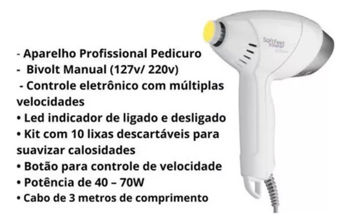 Pedicuro Eletrico Taiff Soft Esfoliador Profissional Bivolt