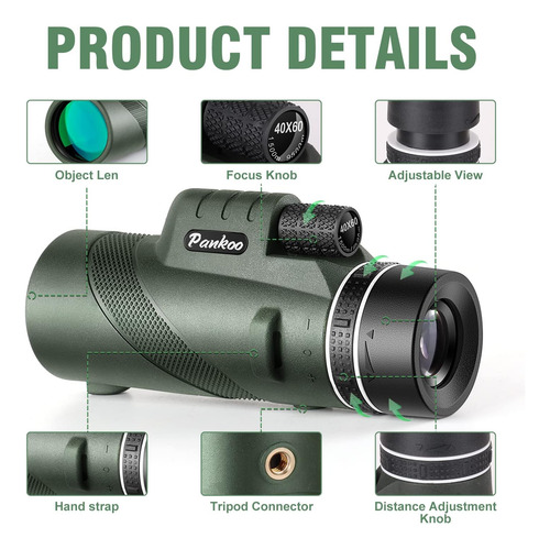Pankoo 40x60 Telescopio Monocular De Alta Potencia Con Sopor