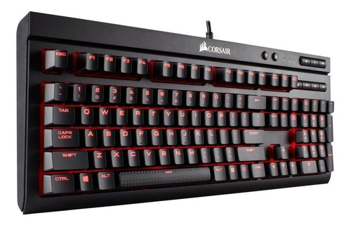Imagen 2 de 2 de Teclado gamer Corsair K68 QWERTY Cherry MX Red inglés US color negro con luz roja
