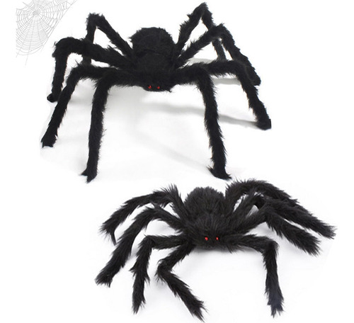 Araña Gigante De 90 Cm+75 Cm Para Decoración De Halloween Al