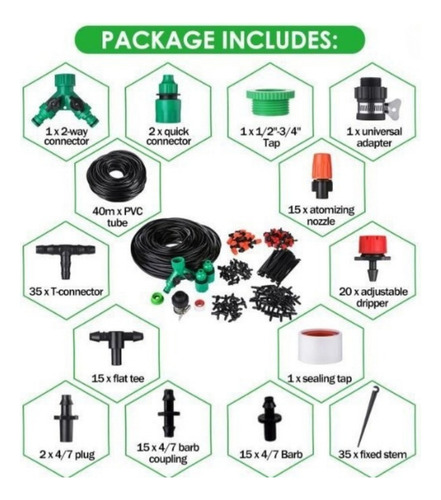 Kit De Riego Sistema Automático Por Goteo 40m 158 Pcs