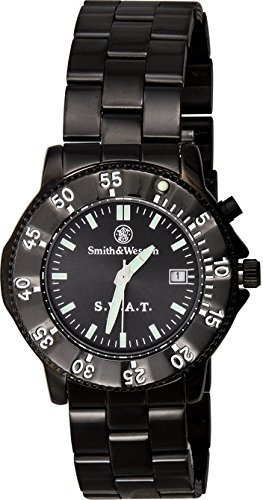 Smith Wesson Mens Sww45m Swat Reloj Con Correa De Metal Negr