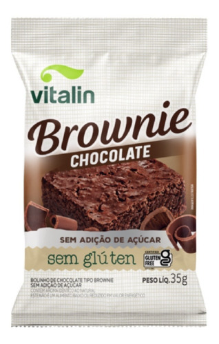 Brownie Chocolate Sem Glúten Sem Açúcar Vitalin 35g