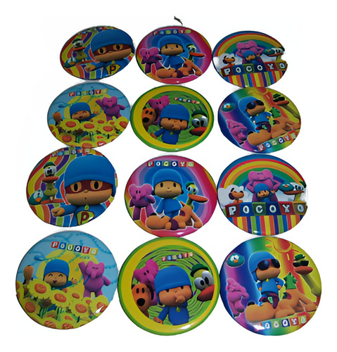 24 Botones Distintivos Metalicos Fiesta Pocoyo
