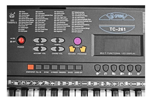 Imagem 4 de 5 de Teclado musical Spring TC-261 61 teclas preto 110V/220V