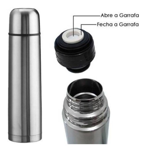 Garrafa Térmica Aço Inox 1 Litro Agua Quente E Gelada