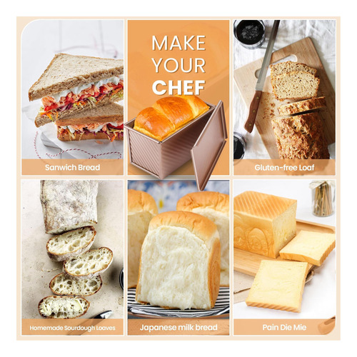 Yupjlia Pullman Pan Con Tapa, Sándwich De Masa De 1 Libra De