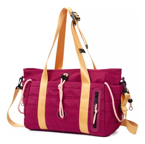 Bolso Trendy Viaje Impermeable Tiras Regulables Bolsillos Color Azul acero Lisa