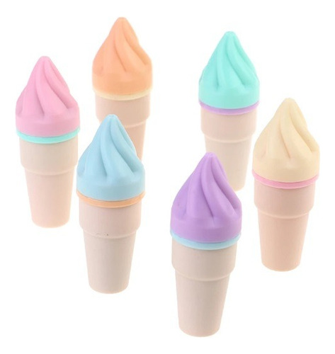 Mini Resaltador Pastel Pack De 6 Colores Diseños Kawaii