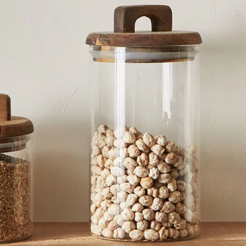 Pote Hermético Tampa De Bambu Com Alça Mantimentos 1000 Ml