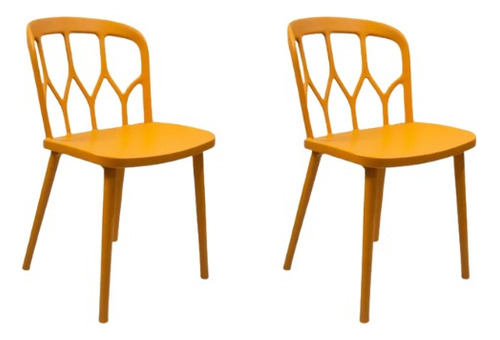 Set 2 Sillas Moderna Minimalista Roma Comedor Jardin Estructura de la silla Naranja claro Asiento Naranja claro