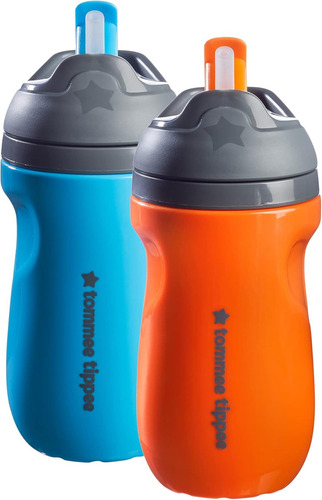 Vaso Entrenador Antiderrames Tommee Tippee 2 Pzas Insulated Color Naranja Y Verde Agua Insulated Straw
