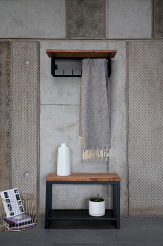 Perchero De Pared De Madera Y Fierro Agreste Diseño