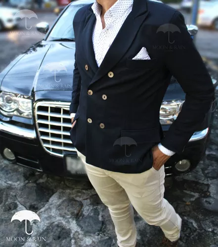 Blazer Cruzado Fit Gabardina Azul Marino Para Hombre Meses sin intereses