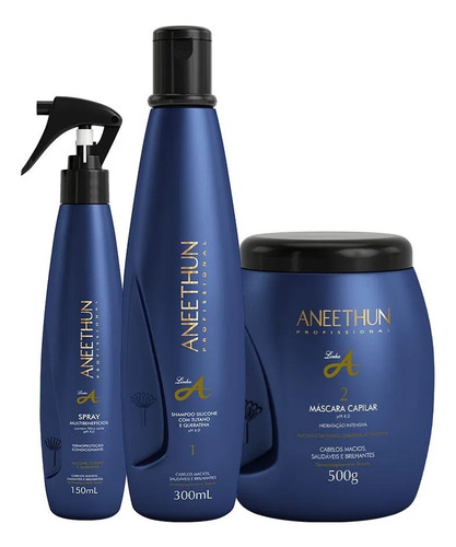 Aneethun Linha A Spray 150ml + Máscara 500ml + Shampoo 300ml