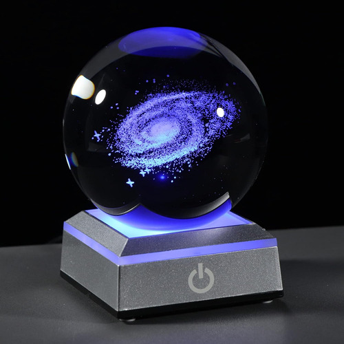 Base De Lámpara Led De Bola De Cristal Con Modelo De Galaxia