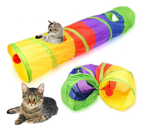 Juguete para gatos con forma de túnel laberíntico de colores para mascotas