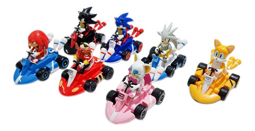 Set X7 Carros Super Sonic Kart Impulso Muñecos Colección