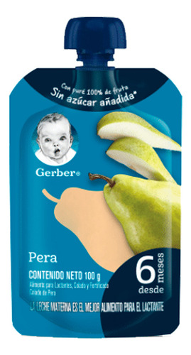 Compota Gerber 4 Pack 2 Pera 1 Manzana 1 Cambur 100g