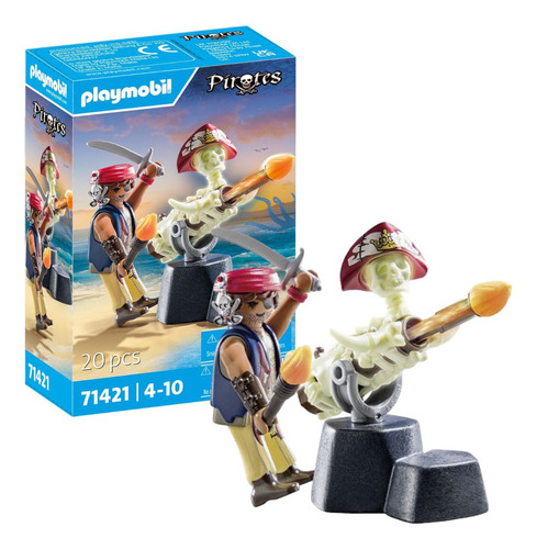 Playmobil Piratas Artillero + Cañon Figura Coleccionable