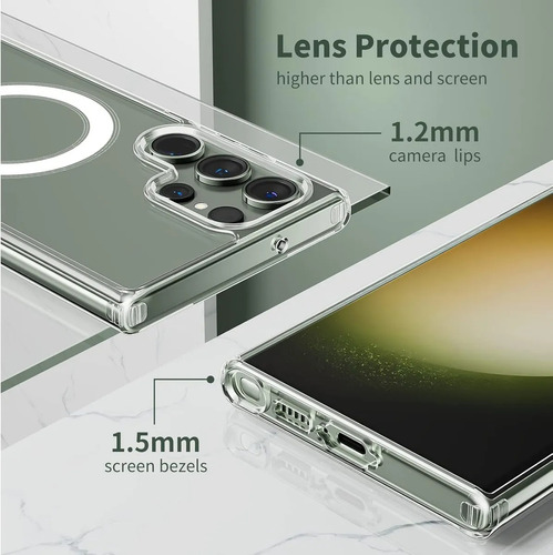 Funda Clear Magsafe Magnetic Antishock Para Samsung Transparente S22 Ultra
