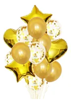 Comprar Kit 14 Globos Set Látex Metálicos Confeti Corazón Estrella
