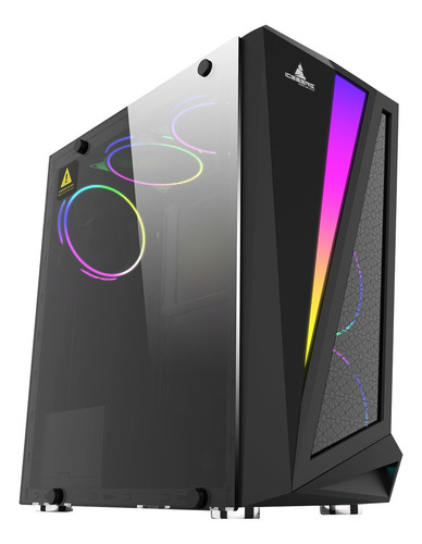 Caja Gabinete Gamer Rgb Iceberg Flux Pro Vidrio Fan 120mm