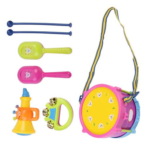 Mz Tambor De Juguete For Niños, 7 Piezas, Instrumento