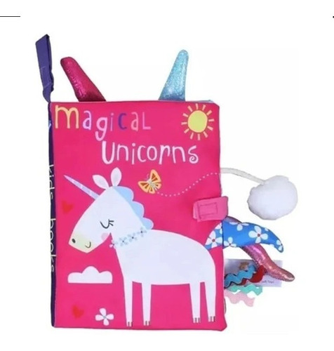 Libro De Tela Bebes Estimulación Unicornio Juguete Educativo