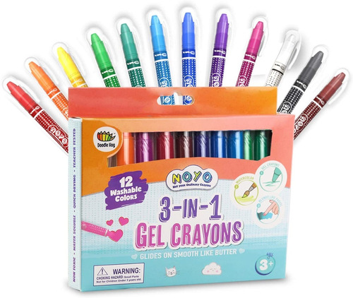 12 Crayones De Gel 3 En 1 Pastel Acuarela 12 Colores