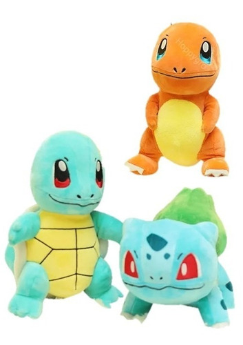 Trío Peluches Pokemon Charmander + Squirtle + Bulbasaur 18cm