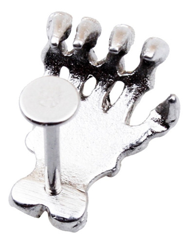 Anillo Barra De Forma Mano De Esqueleto Labio Perforación