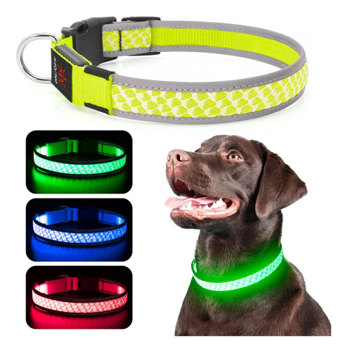 Flashseen Up Dog Collar, Usb Recargable Led Dog Collar Ajust