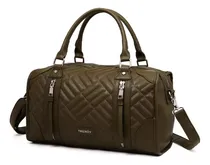 Comprar Cartera Elegante Trendy Diseño Comoda Grande Espaciosa Acabado De Los Herrajes Níquel Color Verde Musgo Correa De Hombro Verde Musgo Diseño De La Tela Lisa