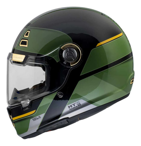 Casco Moto Retro Mt Helmets Jarama 68th Vintage Ece R22.06 Verde/negro Brillante 68th C1 M