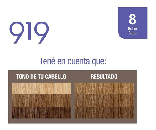 919 Kit Coloración Tintura Permanente Tono 8 rubio claro