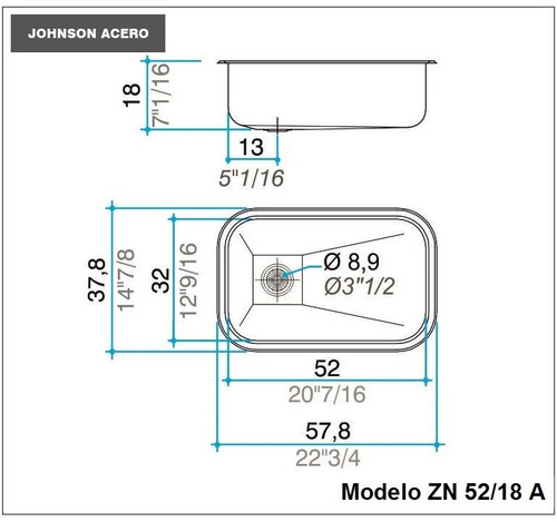 Combo Cocina Bacha Simple Johnson Zn52 Griferia Lorca