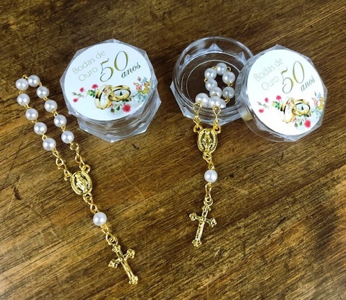 Kit 6 Dezenas Com Caixa Acrílica Bodas De Ouro 50 Anos