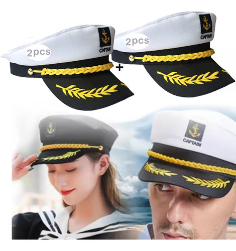 2 Sombrero Ajustable Capitan Marinero Gorro Gorra Yate