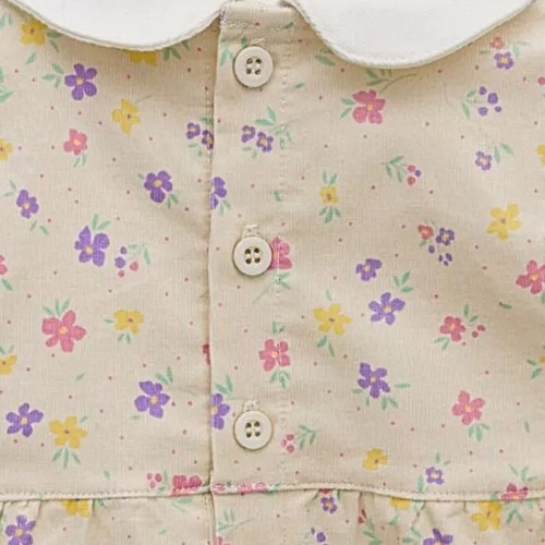 Vestido Pana Bebé Infantil Con Bodie Manga Larga Flores