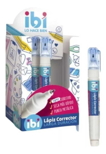 Lápiz Corrector Ibico  Punta Metálica Caja X 12 Un 7 Ml