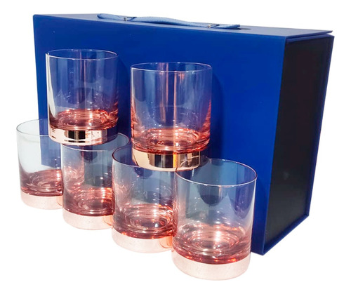Set 6 Vasos Whisky Ember 350ml Cobrizado - Maleta