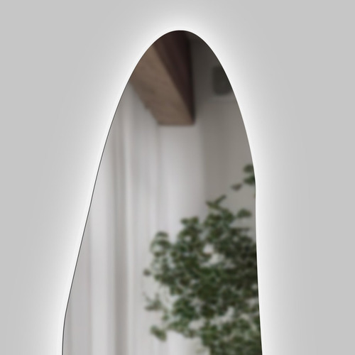 Espelho Multiuso Lapidado Pendurador Led 120x40cm Orgânico Moldura Branco