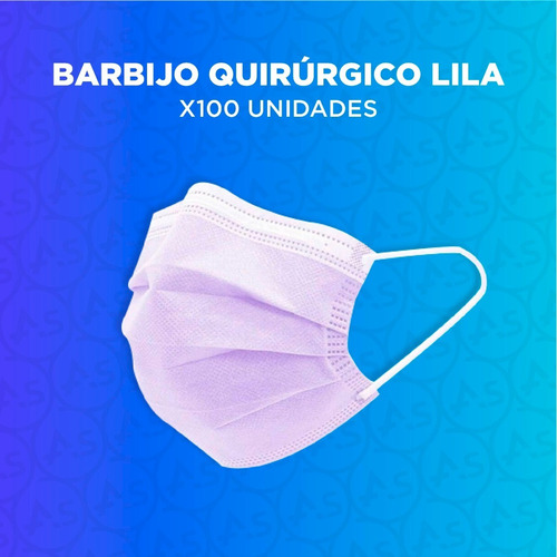 Imagen 3 de 10 de Barbijo Lila Quirurgico Tapaboca Descartable X100u Tricapa