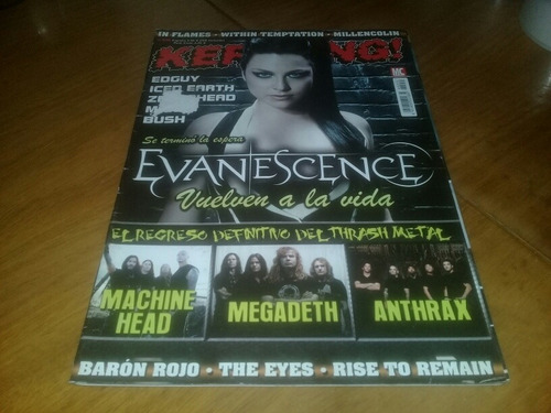 Revista Kerrang Nº 215 Evanescence Megadeth Anthrax