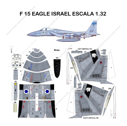 F 15 Eagle Israel Papercraft Escala 1.33