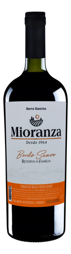 Vinho Brasileiro Tinto Suave Reserva de Familia Mioranza Bordô Serra Gaúcha Garrafa 1l