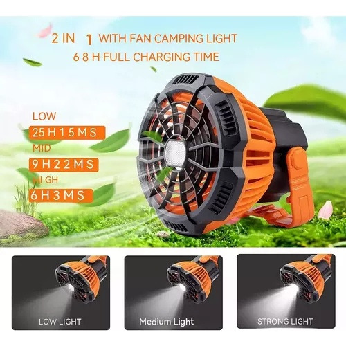 Ventilador De Acampamento Recarregável Led Portátil Co.ok1