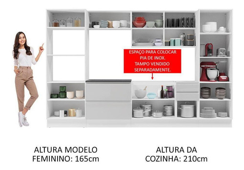 Cozinha Completa Mdf Acordes Madesa 330005 F/ Branco Brilho